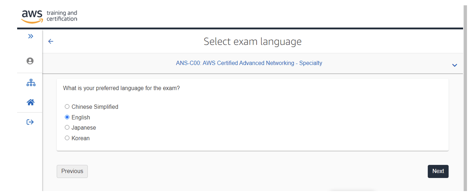 AWS Exam Language English